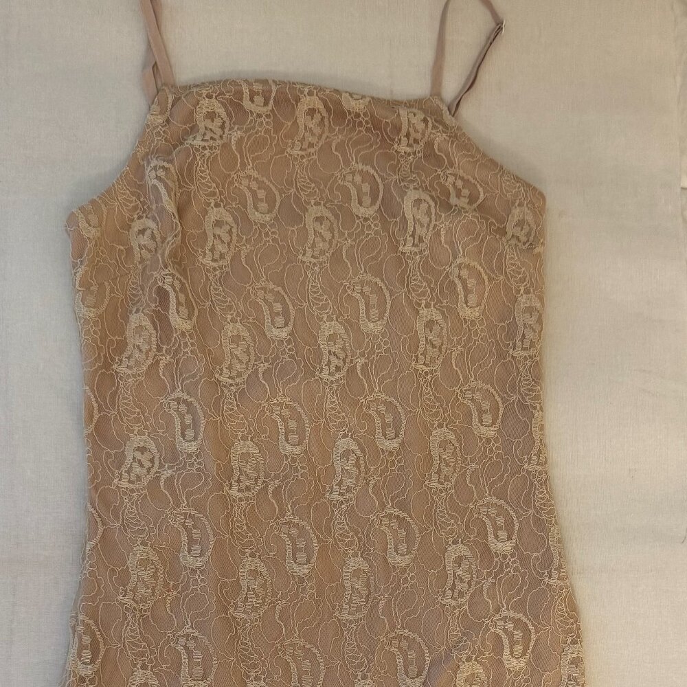 Lace fitted mini dress, Ivory lace with nude lining, No BRAND, Size: Small, NWOT